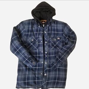 Dickies Men's Blue Plaid Hooded Jacket